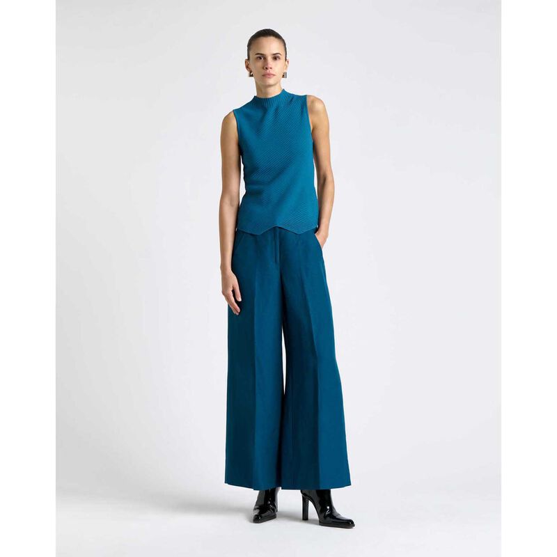 Cue Teal Diagonal Ribbed Knit Tank image number 3